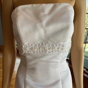 *Lady Eleanor 2pc White Empire Wedding Dress Detach Train Bridal Gown Size 10